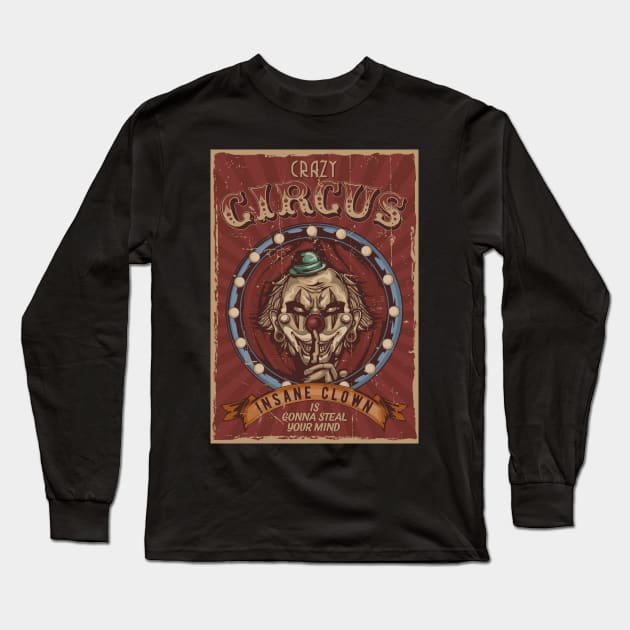 Crazy Circus Insane Clown Long Sleeve T-Shirt by WAYOF